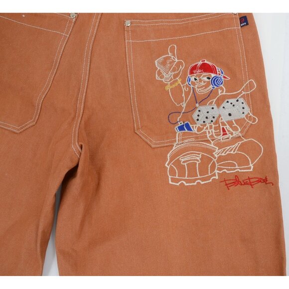 Rare! VTG 90s BLUEBOY Jean Shorts W34 L26 Skating Hip Hop Cartoon Graphic - Picture 6 of 14